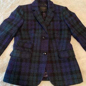 JCrew Wool Schoolboy Blackwatch Plaid Blazer Sz 2